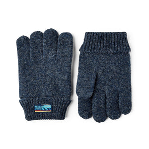 Hestra blue wool knit gloves with ribbed cuffs