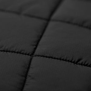 Close up of black quilted fabric texture