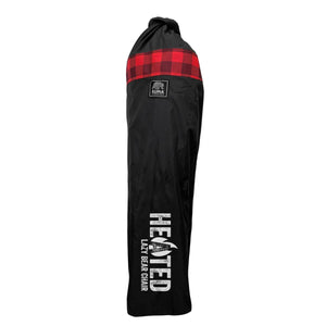 KUMA Outdoor Gear black carry bag for a heated lazy bear chair with red plaid trim
