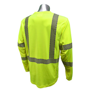 Radians high visibility yellow long sleeve shirt with reflective striping on back and sleeves