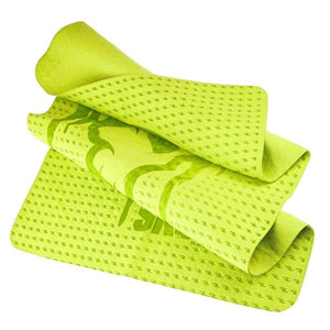 Radians lime green cooling towel with repeating pattern