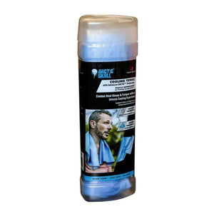 Radians Arctic Skull cooling towel in a clear plastic storage container
