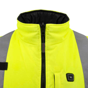 Radians high visibility yellow safety vest with reflective stripes and black zipper detail