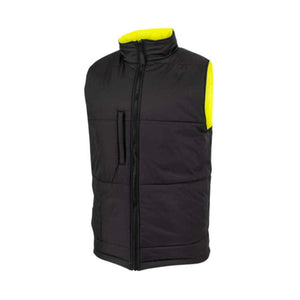 Radians black and high visibility yellow insulated work vest with front zipper