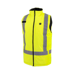 Radians high visibility yellow heated safety vest with reflective strips