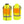 Radians high visibility yellow heated vest with reflective stripes shown from front and back