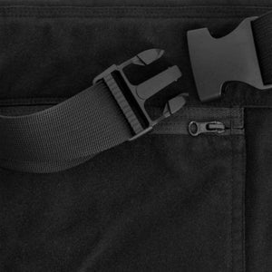 Black fabric strap with plastic side release buckle and zippered pocket