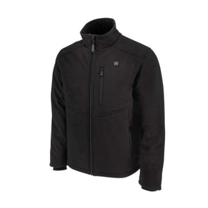 Radians black heated softshell jacket with front zipper and chest pocket