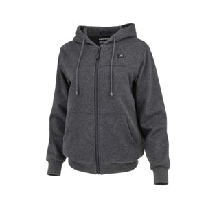 Radiant charcoal grey zip up hooded sweatshirt with front pockets and drawstring