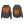Front and back view of a grey heated hoodie showing orange heating elements