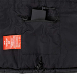 Radians heated jacket interior pocket with battery pack and power cable