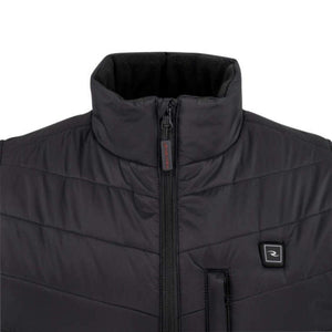 Radians black quilted heated vest with high collar and front zipper