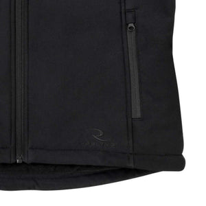 Radians black softshell vest with front zipper and zippered chest pocket