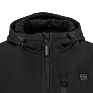 Radians black softshell hooded jacket with front zipper and chest pocket