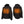 Radians black hooded heated jacket showing front and back heating elements