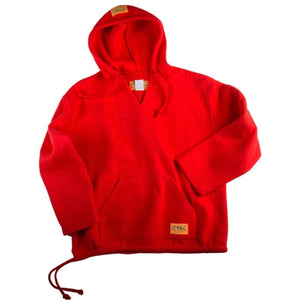 Ragz red fleece pullover hoodie with front pocket and drawstring hem