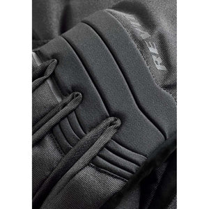 Close up of black REVIT motorcycle glove fabric with accordion stretch panels