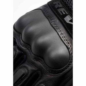 Black leather REVIT motorcycle glove knuckle protector