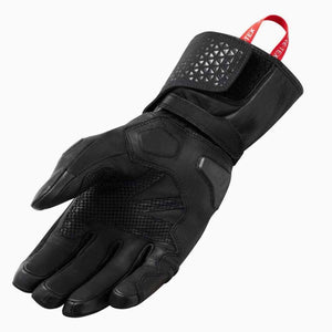 REV IT black leather motorcycle glove with Gore Tex pull tab