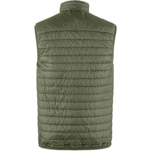 Back view of olive green FjallRaven quilted vest