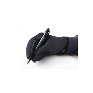 Seirus black glove holding a pen