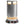 Silver cylindrical propane outdoor heater with glowing vents and warning text