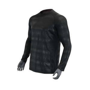 Seirus black long sleeve crew neck base layer shirt with subtle chevron pattern