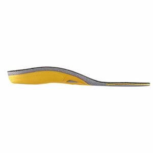 Side view of a yellow and grey shoe insole