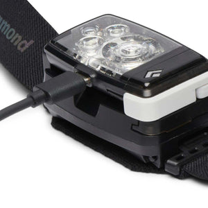 Black Diamond headlamp charging with a USB cable