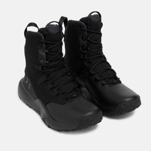 Under Armour black tactical boots with high top mesh and leather construction