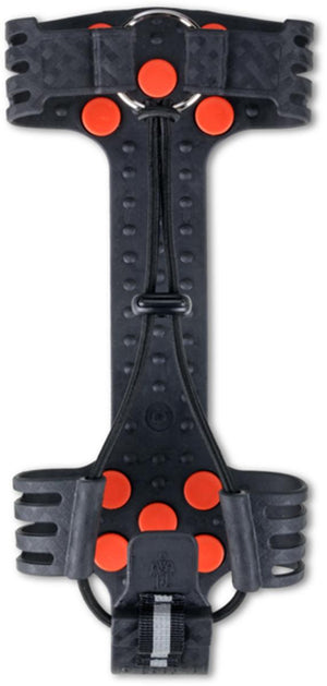 Trex black rubber ice cleat with orange traction studs
