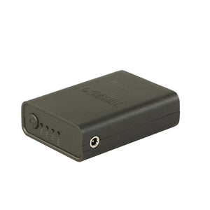 Mobile Warming black rectangular battery pack with power indicator lights and charging port