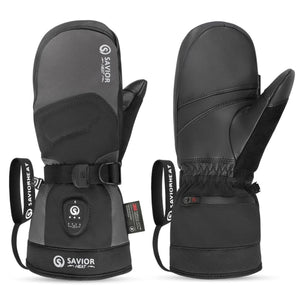 Savior Heat black heated mittens with adjustable wrist strap and battery pocket