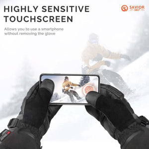 Savior Heat gloves being used on a smartphone touchscreen