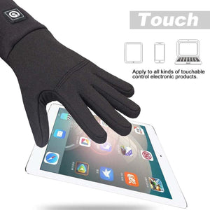 Savior Heat black touchscreen glove interacting with a tablet screen