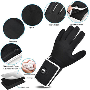 Savior Heat glove showing material layers including neoprene lycra microfiber insulation cotton and fleece liner