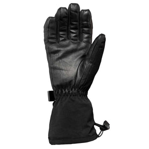 Heat Experience black leather winter glove with adjustable wrist strap and drawstring cuff