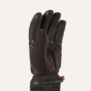 SealSkinz black leather glove with textured palm and zippered cuff