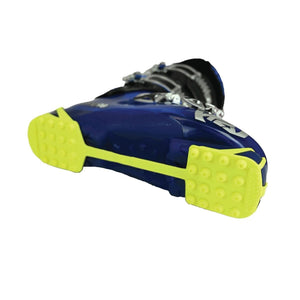 Seirus yellow rubber traction sole attached to a blue ski boot