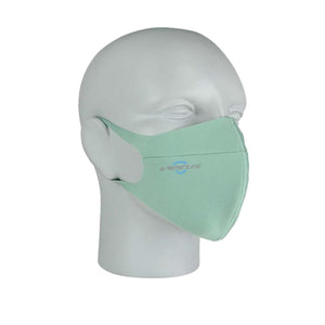 Seirus light green face mask on a mannequin head