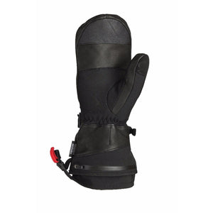 Seirus black waterproof breathable mitten with leather palm and wrist zipper