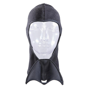 Seirus black fleece balaclava on a clear mannequin head
