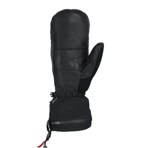 Seirus black leather mitten with zippered cuff and wrist strap