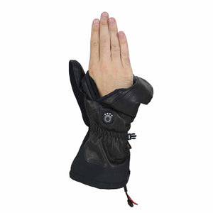 Seirus black leather heated glove with power button on wrist