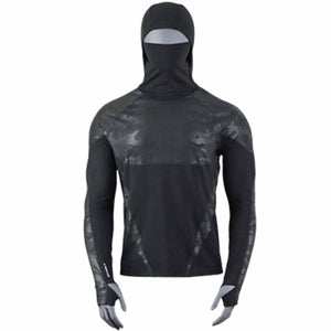 Seirus black long sleeve base layer with integrated hood and face mask