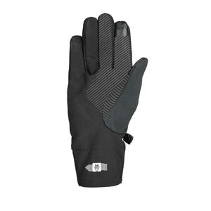 Black Hestra glove with textured palm grip and wrist logo