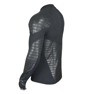 Seirus black long sleeve base layer shirt with textured panels on shoulder and arm