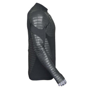 Seirus black long sleeve protective base layer shirt with padded shoulder and arm panels