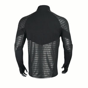 Back view of a black Seirus long sleeve base layer with textured panels