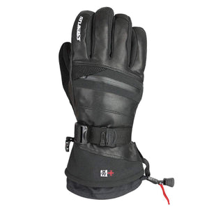 Seirus black leather winter glove with adjustable wrist strap and gauntlet cuff